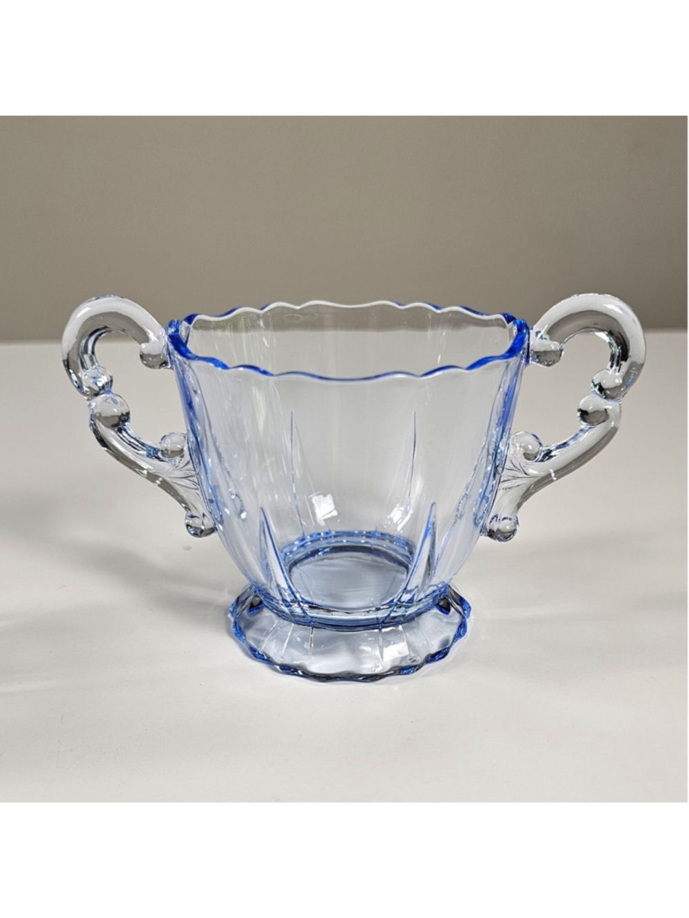 Vintage Blue Depression Glass Set Fostoria Fairfax Plate Cambridge Creamer Sugar - Picture 8 of 16